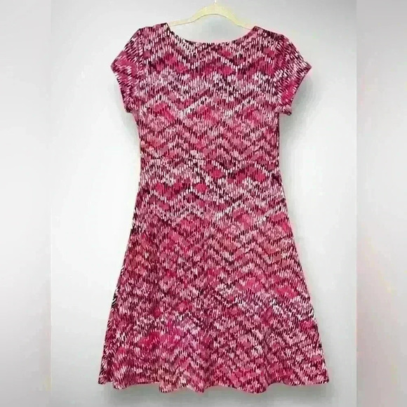 Kim Rogers A Line Womens Petite Small Dress Pink Black and White Aztec Graphics - Picture 4 of 7